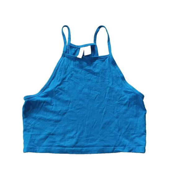 H&M Summer Halter Tank Top Size SMALL(4-6) Blue Knit Casual - Picture 1 of 8